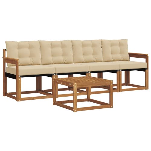 Комплект дивани за открито 5 pcs Натурален и Бежов