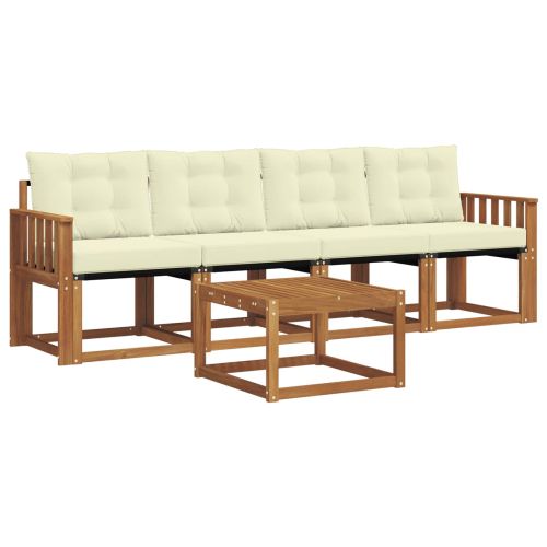 Комплект дивани за открито 5 pcs Натурален и Крема