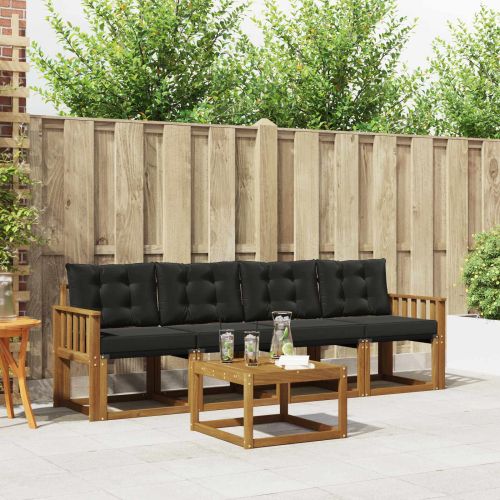 Комплект дивани за открито 5 pcs Естествено и черно