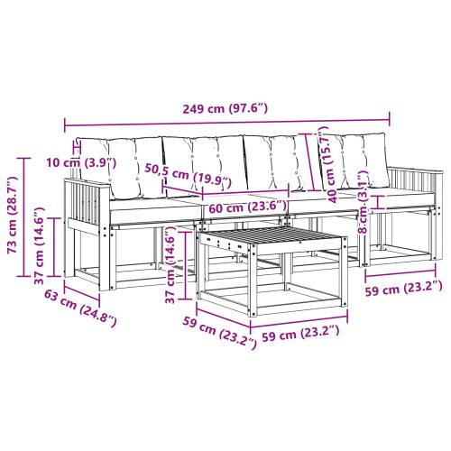 Комплект дивани за открито 5 pcs Натурален и Бежов