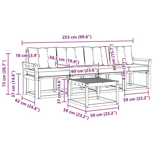 Комплект дивани за открито 5 pcs Натурален и Крема