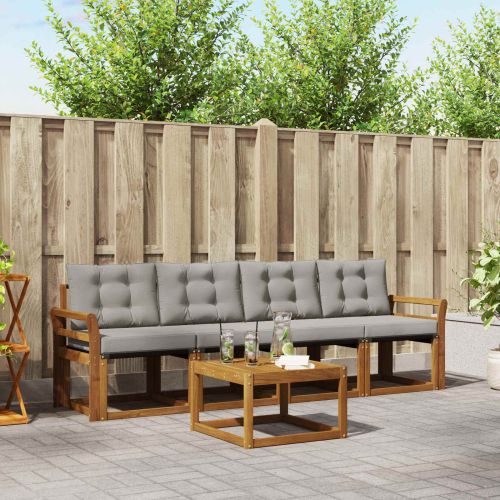 Комплект дивани за открито 5 pcs Естествено и светло сиво