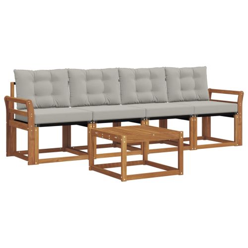 Комплект дивани за открито 5 pcs Естествено и светло сиво