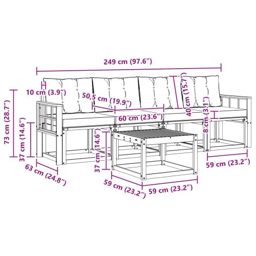 Комплект дивани за открито 5 pcs Натурален и Крема
