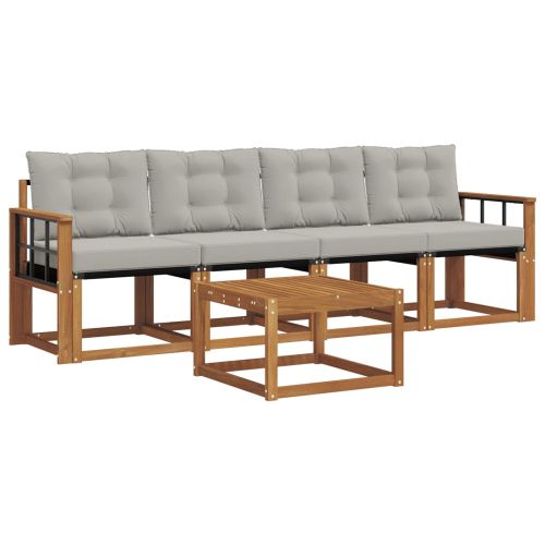 Комплект дивани за открито 5 pcs Естествено и светло сиво