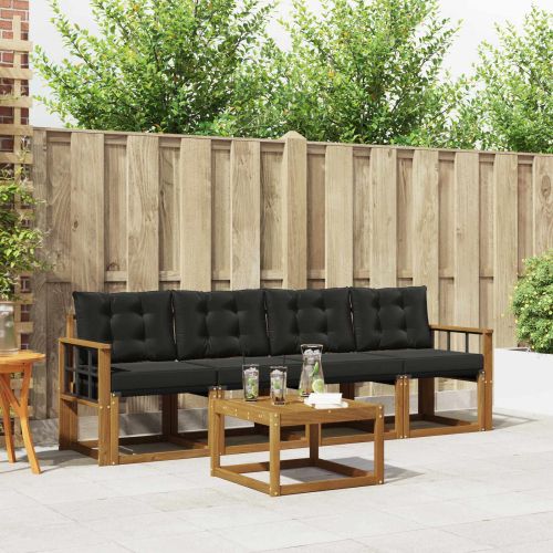 Комплект дивани за открито 5 pcs Естествено и черно