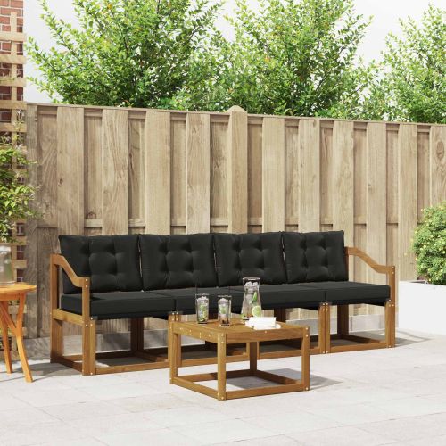 Комплект дивани за открито 5 pcs Естествено и черно