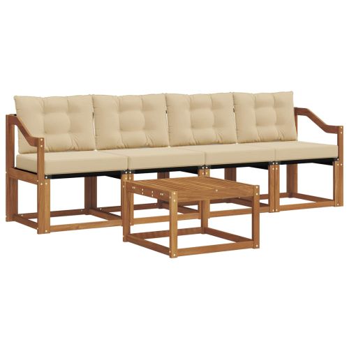 Комплект дивани за открито 5 pcs Натурален и Бежов