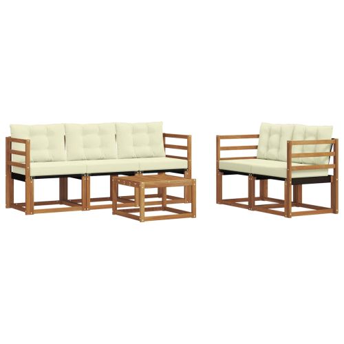 Комплект дивани за открито 6 pcs Натурален и Крема