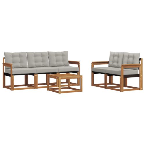 Комплект дивани за открито 6 pcs Естествено и светло сиво