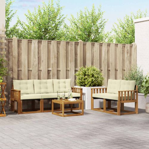 Комплект дивани за открито 6 pcs Натурален и Крема
