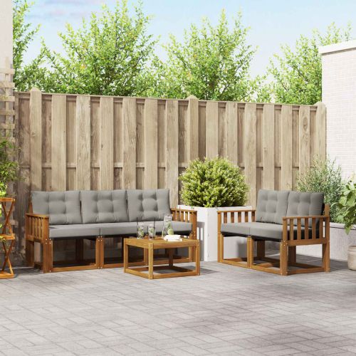 Комплект дивани за открито 6 pcs Естествено и светло сиво