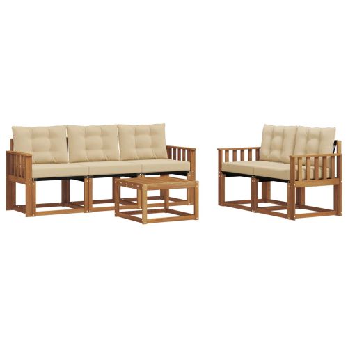 Комплект дивани за открито 6 pcs Натурален и Бежов