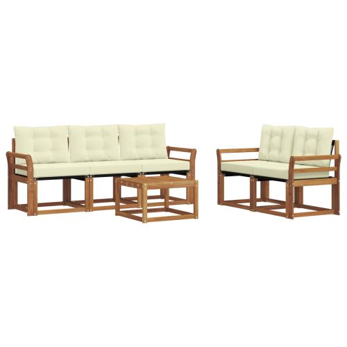 Комплект дивани за открито 6 pcs Натурален и Крема