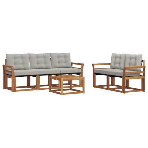 Комплект дивани за открито 6 pcs Естествено и светло сиво