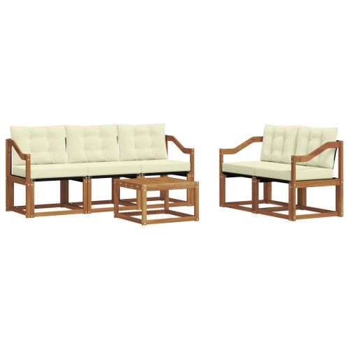 Комплект дивани за открито 6 pcs Натурален и Крема