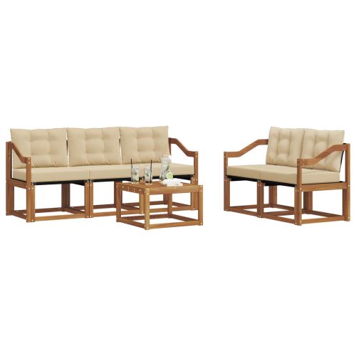 Комплект дивани за открито 6 pcs Натурален и Бежов