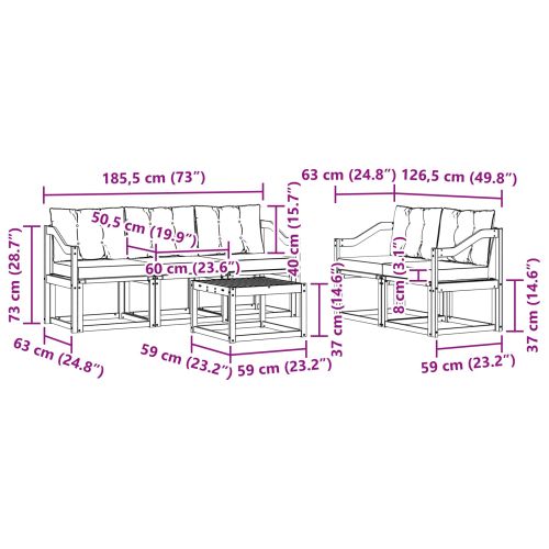 Комплект дивани за открито 6 pcs Натурален и Бежов