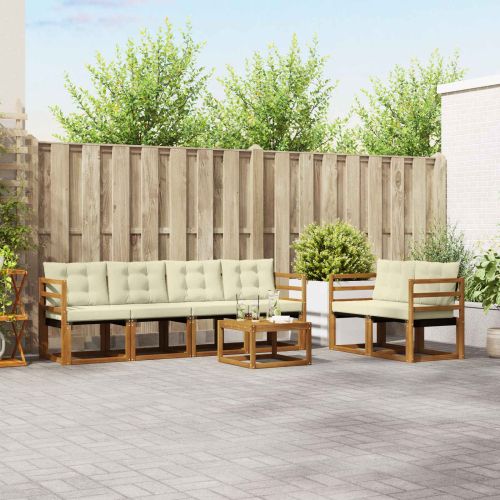 Комплект дивани за открито 7 pcs Натурален и Крема