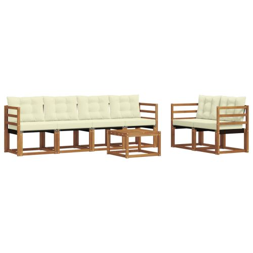 Комплект дивани за открито 7 pcs Натурален и Крема