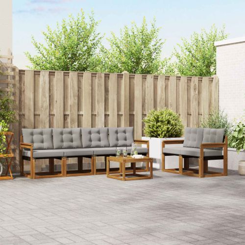 Комплект дивани за открито 7 pcs Естествено и светло сиво