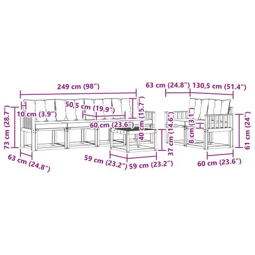 Комплект дивани за открито 7 pcs Естествено и черно