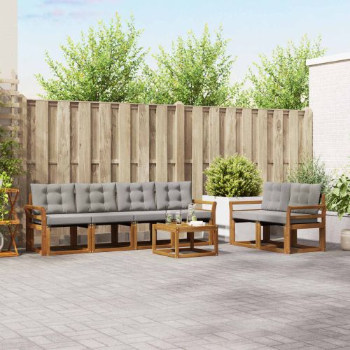 Комплект дивани за открито 7 pcs Естествено и светло сиво