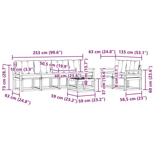 Комплект дивани за открито 7 pcs Естествено и светло сиво