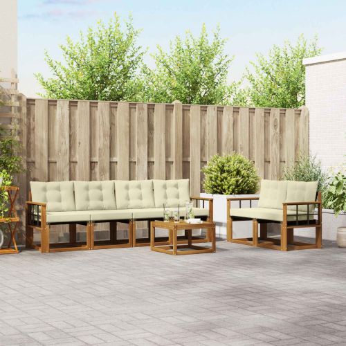 Комплект дивани за открито 7 pcs Натурален и Крема