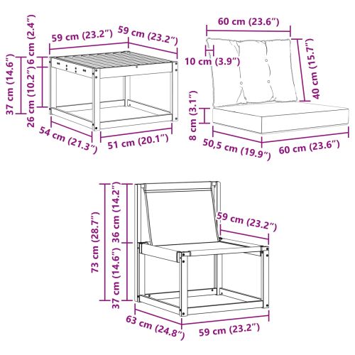 Комплект дивани за открито 7 pcs Натурален и Крема