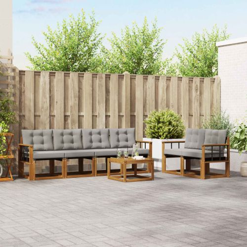 Комплект дивани за открито 7 pcs Естествено и светло сиво