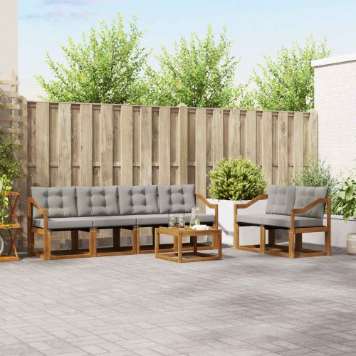 Комплект дивани за открито 7 pcs Естествено и светло сиво