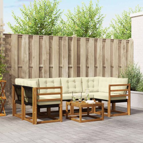 Комплект дивани за открито 7 pcs Натурален и Крема