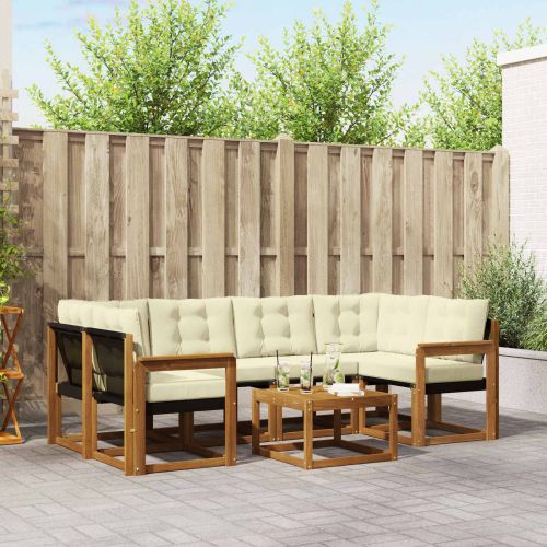 Комплект дивани за открито 7 pcs Натурален и Крема