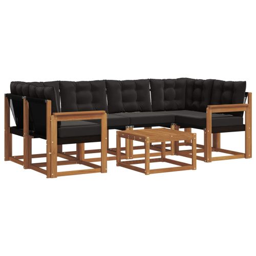 Комплект дивани за открито 7 pcs Естествено и черно