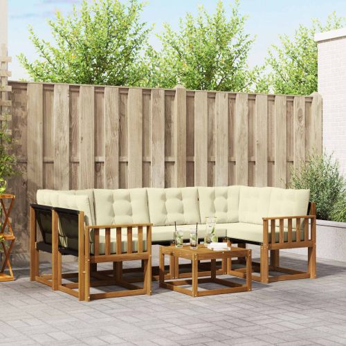 Комплект дивани за открито 7 pcs Натурален и Крема