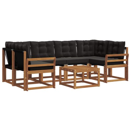 Комплект дивани за открито 7 pcs Естествено и черно