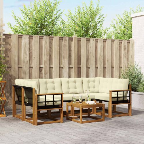 Комплект дивани за открито 7 pcs Натурален и Крема