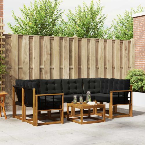 Комплект дивани за открито 7 pcs Естествено и черно