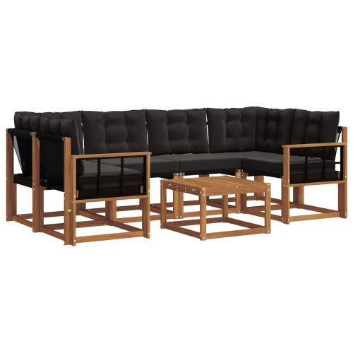 Комплект дивани за открито 7 pcs Естествено и черно