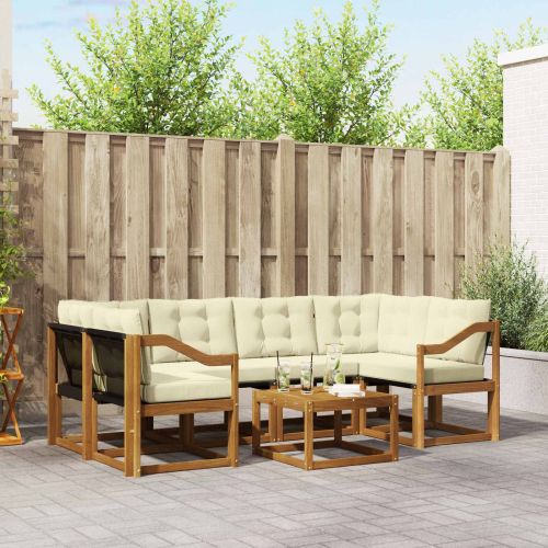 Комплект дивани за открито 7 pcs Натурален и Крема