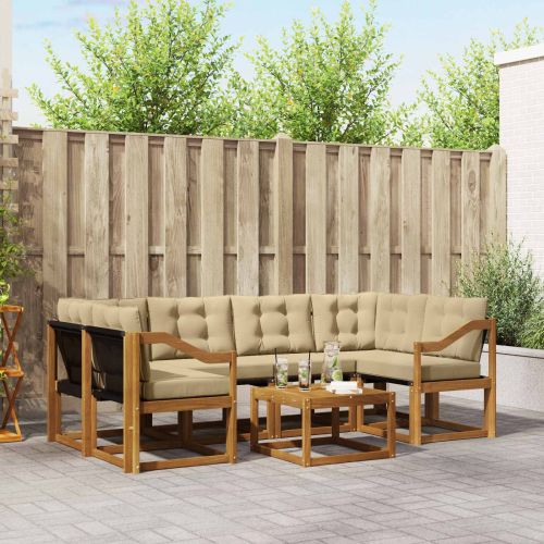 Комплект дивани за открито 7 pcs Натурален и Бежов