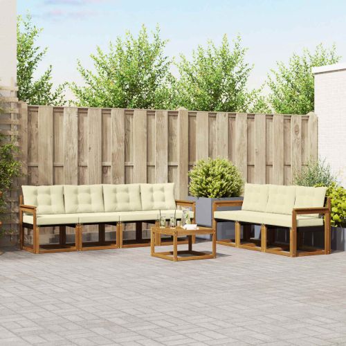 Комплект дивани за открито 8 pcs Натурален и Крема