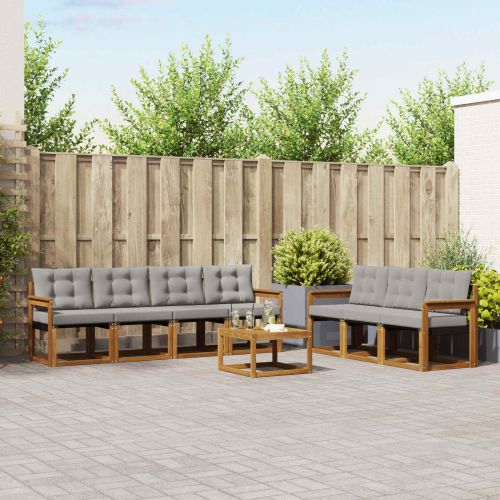 Комплект дивани за открито 8 pcs Естествено и светло сиво