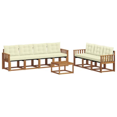 Комплект дивани за открито 8 pcs Натурален и Крема