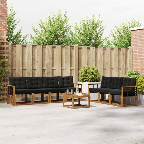 Комплект дивани за открито 8 pcs Естествено и черно