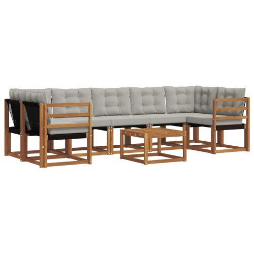 Комплект дивани за открито 8 pcs Естествено и светло сиво