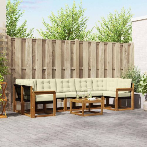 Комплект дивани за открито 8 pcs Натурален и Крема