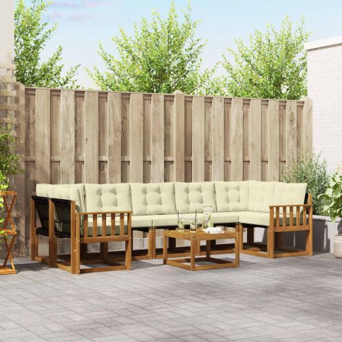 Комплект дивани за открито 8 pcs Натурален и Крема