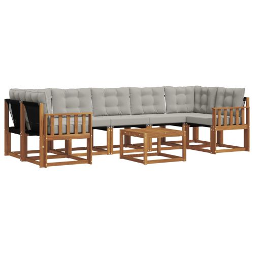 Комплект дивани за открито 8 pcs Естествено и светло сиво